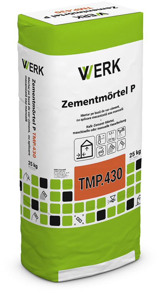 TMP.430 Tencuială var-ciment cu aplicare manuală/mecanizată, 25kg